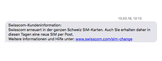 Neue SIM-Karte Swisscom